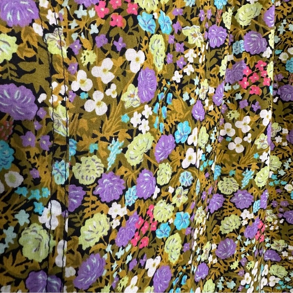 Vintage Handmade Midi Dress Size UK 6 XS Green Floral Trapeze Sleeveless - Picture 5 of 13